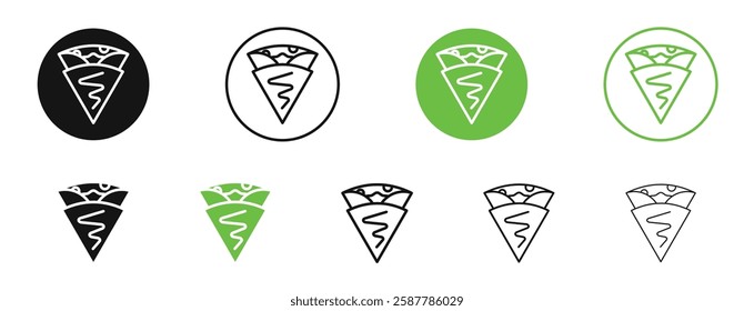 Crepe icons in black and green colors collection