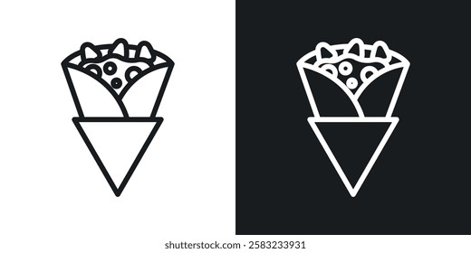 Crepe icons in black and white liner strokes for web design.