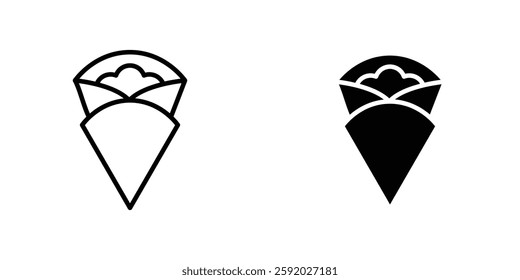 Crepe icons. stroke line and black solid icons
