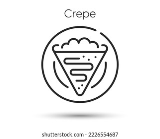 Crepe line icon. Sweet pancake on plate sign. Snack food symbol. Illustration for web and mobile app. Line style cream crepe icon. Editable stroke tasty pancake. Breakfast menu food. Vector