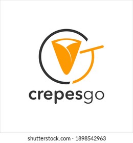 Crepe Logo Design food shop industry, illustration label template sweet pancake dessert and snack idea