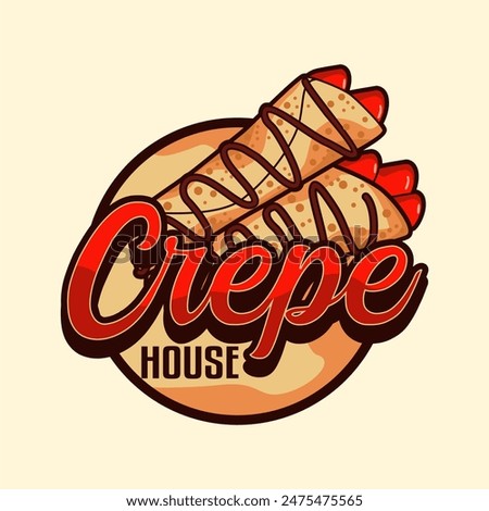 crepe or strawberry chocolate logo sticker banner vector illustration template