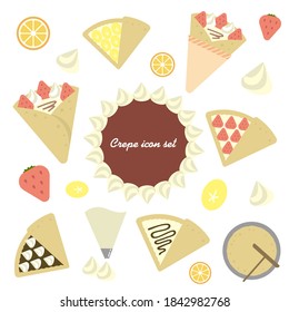 Crepe & sweets color illustration set	