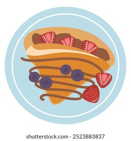 Crepes with Banana, Chocolate and Berries illustration