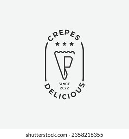 Crepes-Symbol-Logo Linie Kunstdesign, Street-Food-Crepes-Bild einfache minimalistische Illustration Design