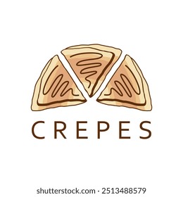Modelo de ilustração do vetor do logotipo do Crepes. Ícone de arte e emblema de crepe