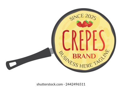 Crepes oder Pfannkuchen in Crepe Pan Logo