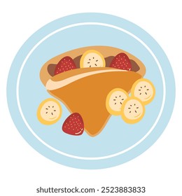 Crepes Stuffed with Strawberries and Bananas illustration