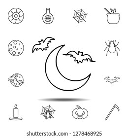 Crescent and bat icon. Simple outline vector element of Halloween icons set for UI and UX, website or mobile application