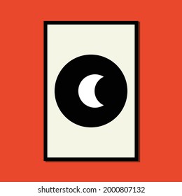 crescent black moon abstract contemporary aesthetic posters, wall art decor, mid century modern minimalist print, organic shapes, Background, Modern art vector Illustration brush painting geometric.