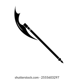 Crescent Blade Spear Silhouette Vector Illustration. This vector illustration depicts the bold silhouette of a crescent blade spear.