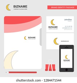 Crescent Business Logo, File Cover Visiting Card and Mobile App Design. Vector Illustration