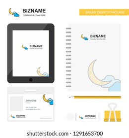 Crescent Business Logo, Tab App, Diary PVC Employee Card and USB Brand Stationary Package Design Vector Template