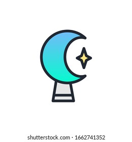 crescent cartoon flat icon vector illustration  logo template. eps10