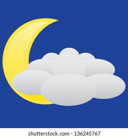 Crescent with cloud weather icon