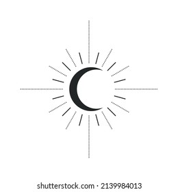 Crescent Kontur Symbol für Tätowierung. Esoterischer Ausdruck mit Halbmond. Vektorgrafik