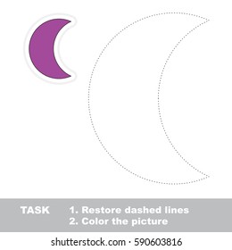 Crescent. Dot to dot educational game for kids, the primary geometry for preschool children.