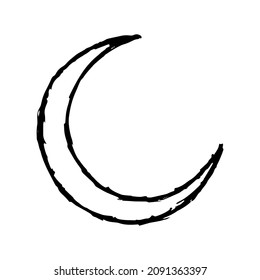 Crescent drawing icon. Hand drawn moon sign. Vector eps sketch isolated night symbol