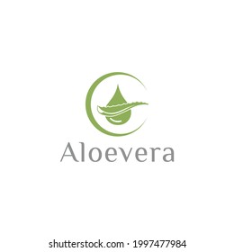 Crescent Droplet oil agave Aloe vera for beauty cosmetic skin care logo design