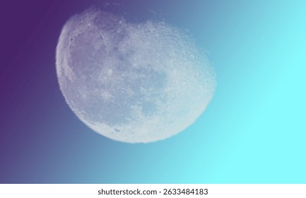 The crescent crescent faded in the background of the blue sky during the day the sky was uniform or gradient and canvas could be easily expanded vertically or horizontally

