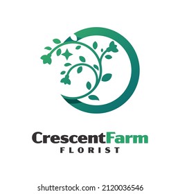 Crescent Farm Florist Logo Design,
Harvest Moon Logo Or Label Design Premium In Green Colour