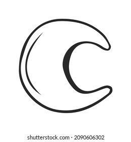 Crescent. In the flat style. Outline on an isolated white background. Hand drawn. For icons, web, and other design.