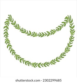 Crescent Frame green leaf vector flower frame wreath floral leaf foliage leaves botanical borders isolate natural decoration wedding anniversary celebration greeting success valentine Christmas