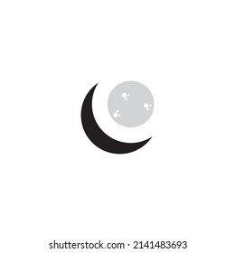 Crescent and full moon, circle, simple symbol logo vector