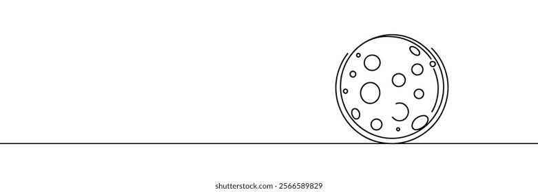 crescent full moon single one continuous line illustration design.