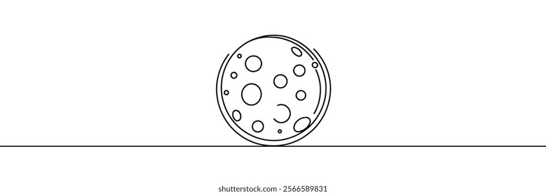 crescent full moon single one continuous line illustration design.