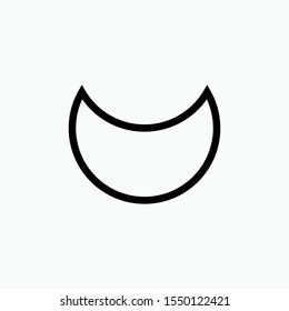 Crescent Geometric Basic Shape Icon - Vector, Sign and Symbol for Design, Presentation, Website or Apps Elements.