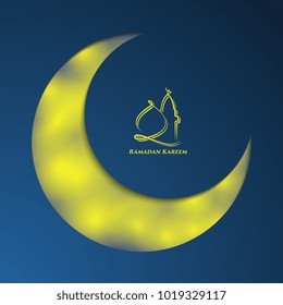 Crescent glow, Islamic background theme. Ramadan greeting card