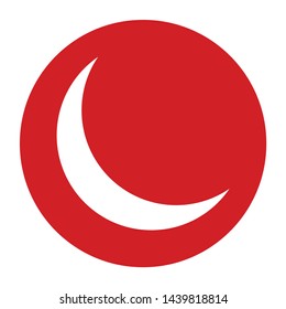 Crescent half moon icon vector isolated on flat red round button illustration