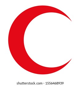 Crescent icon, flag flat symbol isolated on white background. Moon vector