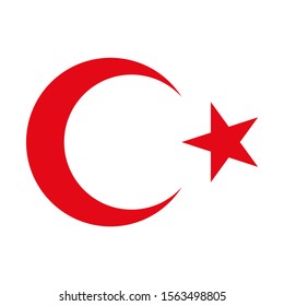 Crescent icon, flag flat symbol isolated on white background. Moon and star vector