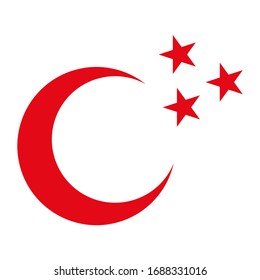 Crescent icon, flag flat symbol isolated on white background. Moon and star vector