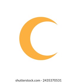 Icono de media luna, símbolo de bandera plana aislado sobre fondo blanco. Vector lunar