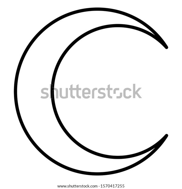 Crescent icon, flag flat symbol isolated on white\
background. Moon\
vector