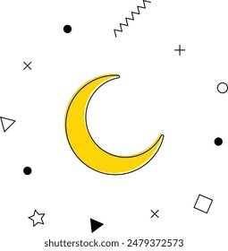 Crescent Icon with geometric shapes. Vector illustration