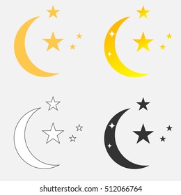 Crescent, Crescent icon, half-moon, half moon illustration. Flat design, vector.