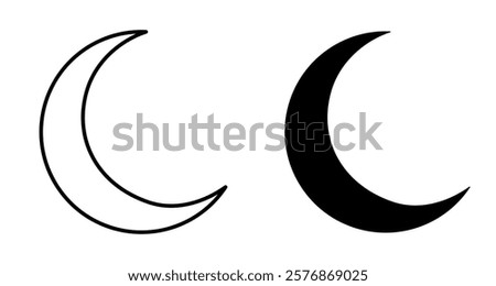 Crescent icon, moon sign isolated