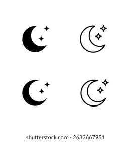 Crescent icon. Moon vector set. Moon sign isolated sign. Crescent icons set. 