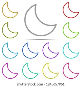 crescent icon in multi color. Simple outline vector of web, minimalistic set for UI and UX, website or mobile application