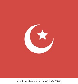 crescent icon. sign design. red background