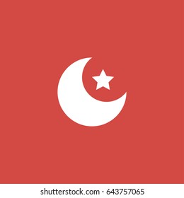 crescent icon. sign design. red background