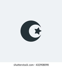 Crescent icon in trendy flat style background, image jpg, vector eps, flat web, material icon, UI illustration