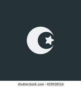 Crescent icon in trendy flat style background, image jpg, vector eps, flat web, material icon, UI illustration