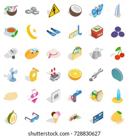 Crescent icons set. Isometric style of 36 crescent vector icons for web isolated on white background