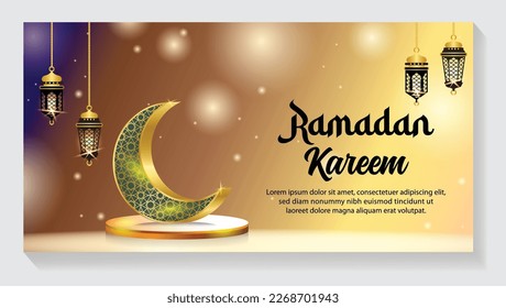 Crescent Islamic mit Lantern für Ramadan Kareem. Golden Half Moon, Vektorgrafik-Design