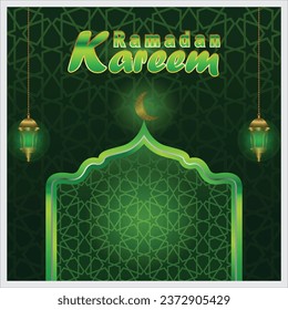 Crescent Islamic with Lantern for Ramadan Kareem. Golden Half Moon, Lamp. vector illustration design